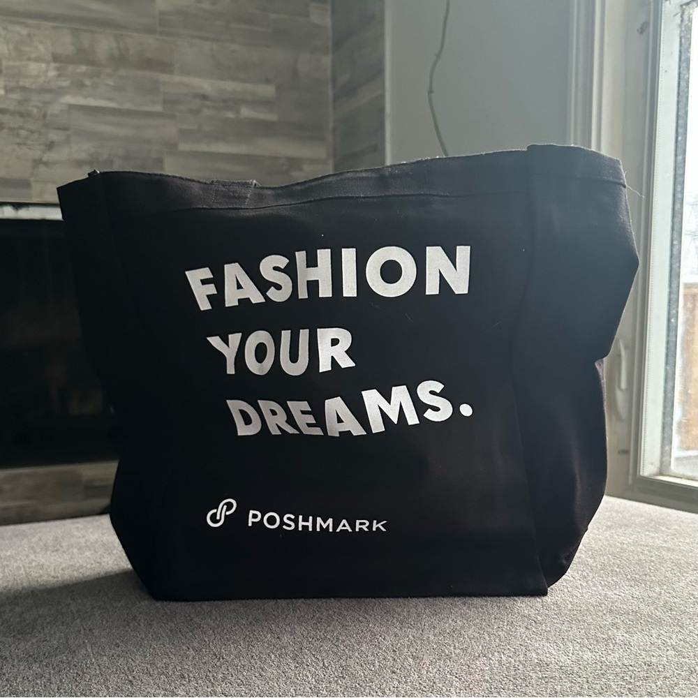 Poshmark “Fashion Your Dreams” Black & White Tote Bag